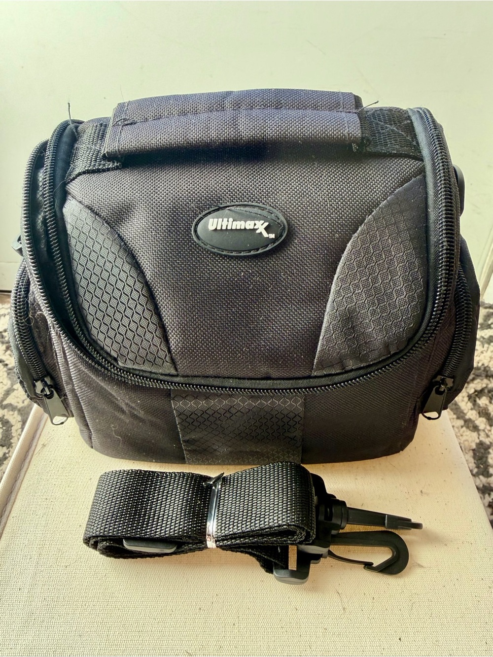 Black Compact Camera Bag with Shoulder Strap